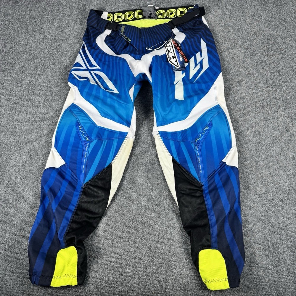 FLY Racing Lite Hydrogen Pants  Blue/White Sz 38 Motocross Dirt Bike‎ NWT